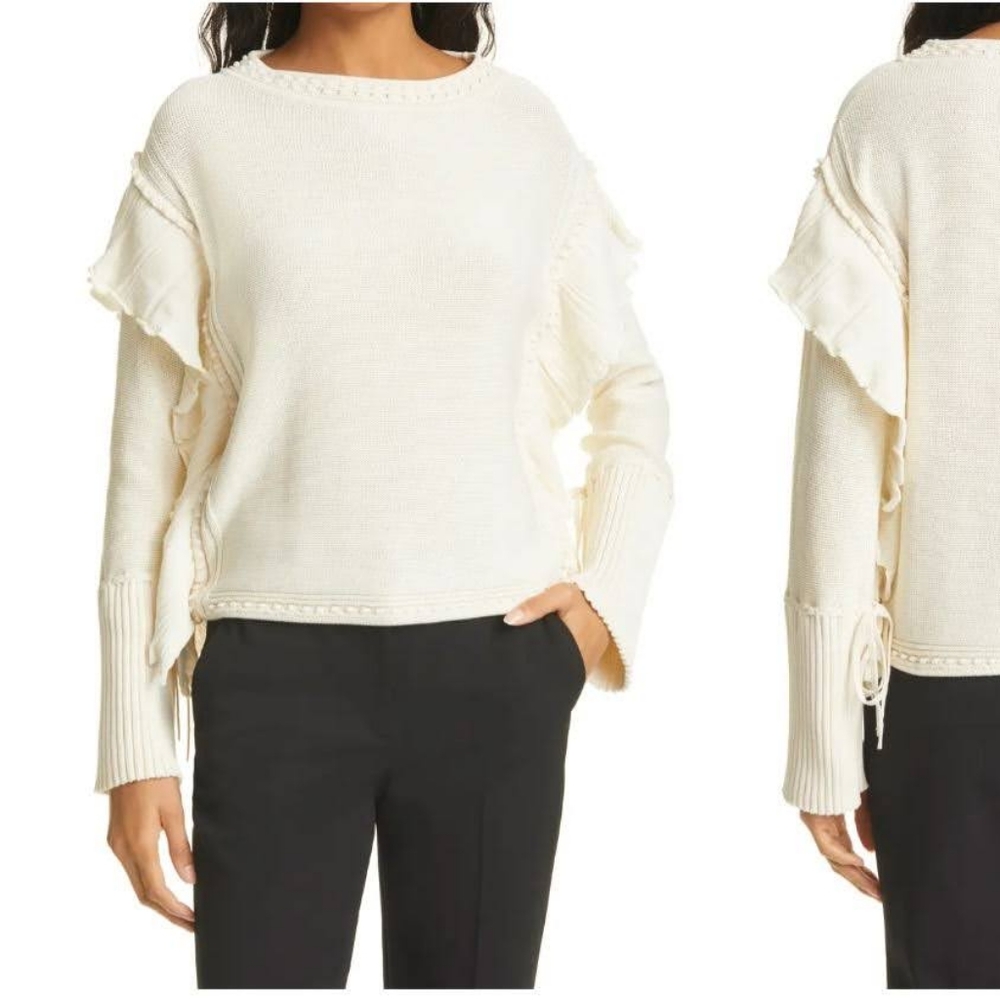 Rebecca Taylor ruffle tie sleeve sweater xs NWT